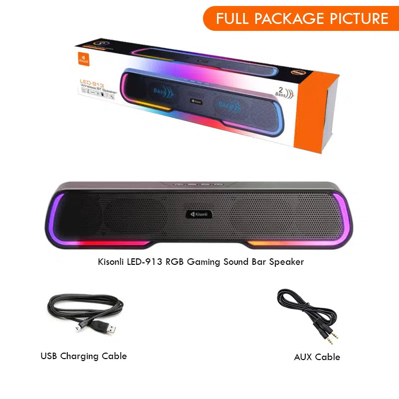 Kisonli Led-913 Sound Bar Bluetooth Gaming Colorful Light